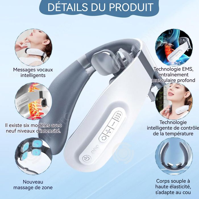 Masseur Électrique Portable 25W Avec 3 Coussinets Lavables | Marque Générique, Garantie 2 Ans