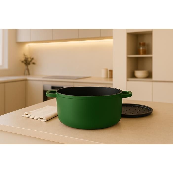 74€33 sur Cocotte ronde en fonte émaillée 24cm vert Chasseur PUC472451 - Cocotte faitout