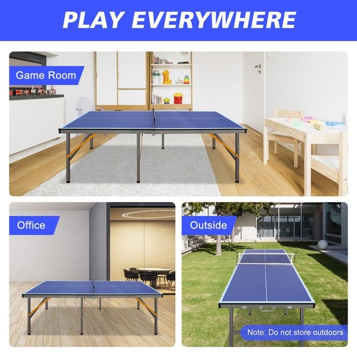 Table De Ping-pong Pliable 210 X 117 X 76 Cm – Avec Raquettes Et Filet – Pour Intérieur Et Extérieur