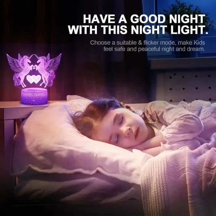 Nice Dream Veilleuse Licorne 3D pour Enfants, Fille Lampe LED USB Veilleuse  Illusion, 16 Couleurs Changeantes avec Télécommande pour - Cdiscount  Puériculture & Eveil bébé