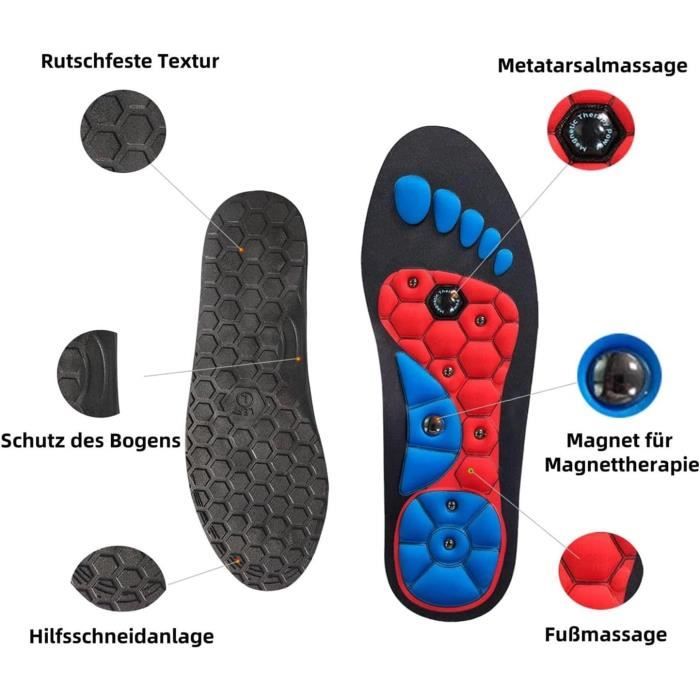 Semelles Magnétiques Acupression - 1 Paire Unisexe Taille 40-43, Semelles En Gel Pour Massage Et Confort