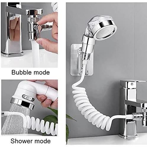 Douchette lavabo, douchette adaptable sur robinet, ensemble de douche pour  évier de cuisine avec tuyau à ressort et support,[501] - Cdiscount Bricolage