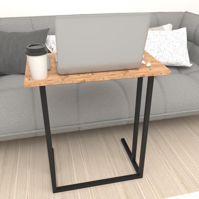Table d'appoint Relaxdays, étagère et compartiment, H x L x P 60 x 55 x 36 cm, table pour canapé, métal et MDF, brun. - Maison Table d'appoint Relaxdays, étagère et compartiment, H x L x P 60 x 55 x 36 cm, table pour canapé, métal et MDF, brun. - Maison