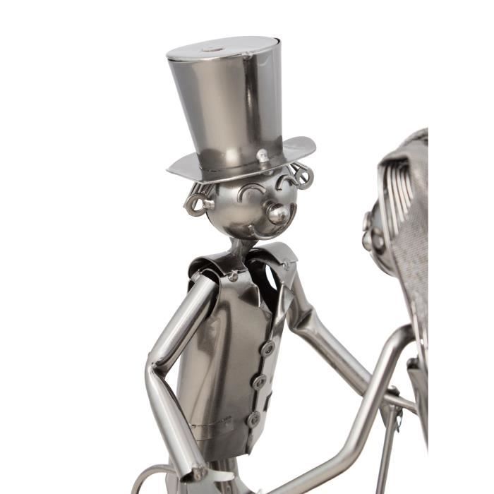 BRUBAKER Wine Bottle Holder 'Couple on Bike' - Table Top Metal Sculpture