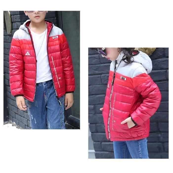 Rouge Doudoune Enfant Fille Garcon a Capuche en duvet epaisse Manteau Automne Hiver Fine et Legere 4 12 ans rouge Cdiscount Pret a Porter