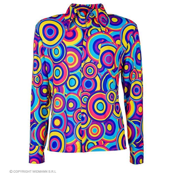 Chemise Hippie Psychedelique Homme Multicolore Yeye ou Disco