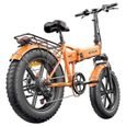 velo electrique Pliable ENGWE EP-2 Pro VTC Fat bike 20 pouces Pneus tout terrain Autonomie 120km SHIMANO 7 Vitesses 48V13AH Orange-3