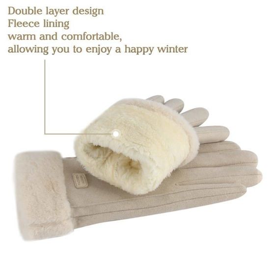 Gants D'hiver Femme Bobelle Wear Alpaga - Écran Tactile, Polaire épaisse, Chauds Et Doux Pour Extérieur