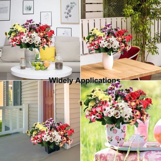 Jonquilles Artificielles Bleues - Lot De 3 Bouquets De 5 Branches, Soie Et Plastique, 31,8 Cm - Décoration Intérieur/extérieur