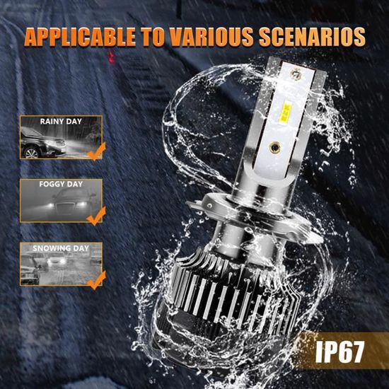 Paire Ampoules LED H7 55W 20000LM 6000K - Phare Voiture Remplacement Xénon - Neuf 3 Ans Garantie