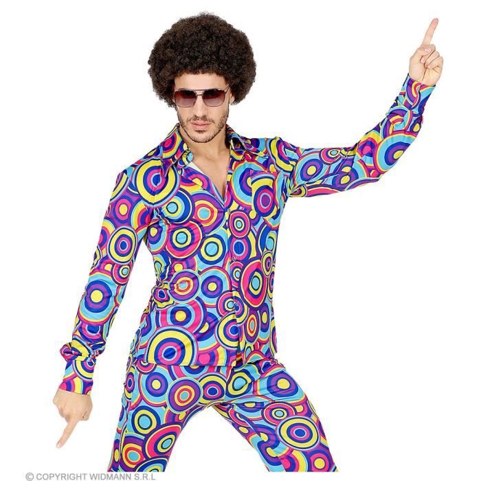 Chemise Hippie Psychedelique Homme Multicolore Yeye ou Disco