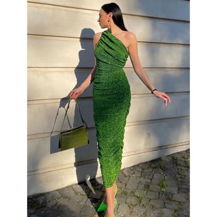 Robe verte epaule dénudée on sale
