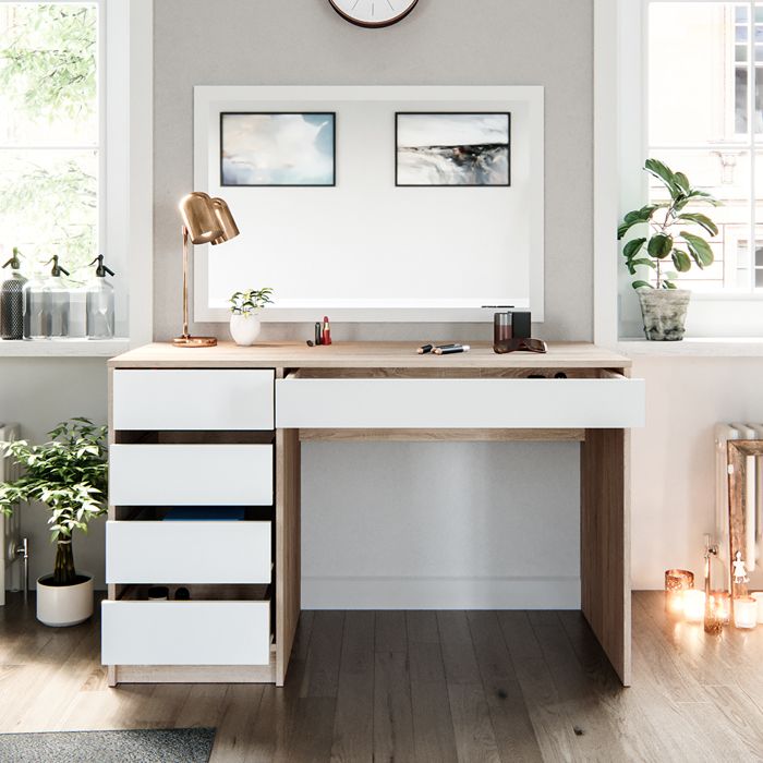 Coiffeuse Vicco avec lumière Julia, Wit/Sonoma/Sonoma, 90 cm avec éclairage LED Coiffeuse Vicco avec lumière Julia, Wit/Sonoma/Sonoma, 90 cm avec éclairage LED