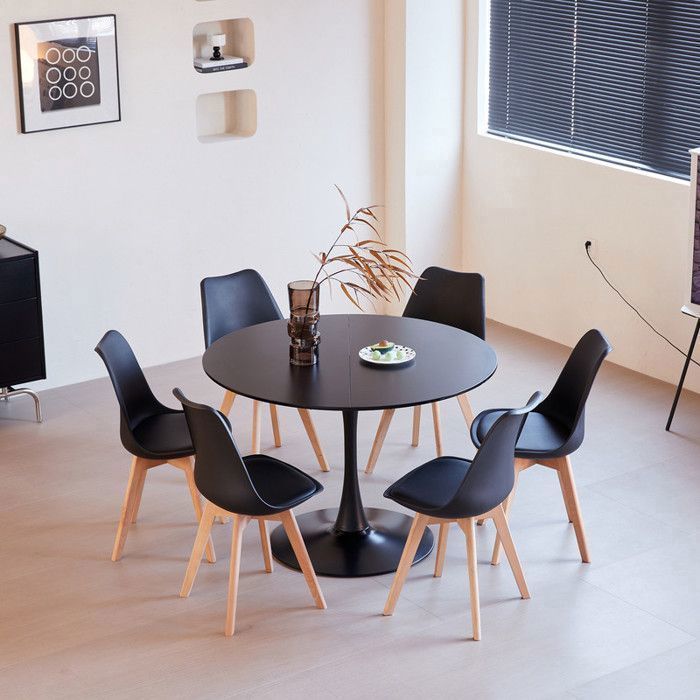 Lot Table et Chaises à Manger -Table Ronde Moderne 110cm - avec 6 ...