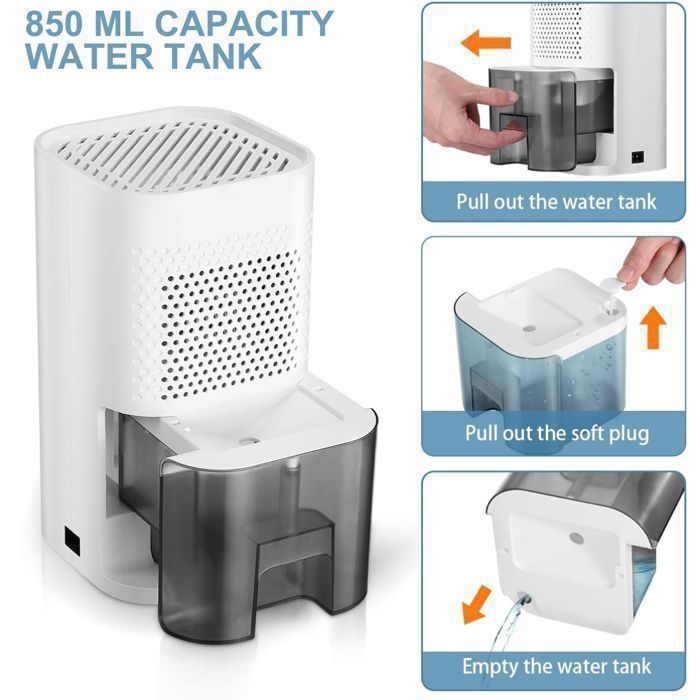 Déshumidificateur 1,8L - Silencieux 38dB - Dégivrage Auto - Minuterie 8-24h - Lumières RGB - Chambre/SDB