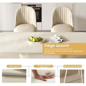 Table à Manger Ovale Bois 160x90x75 Cm - Style Travertin, Plateau MDF Résistant, Pour 4 à 6 Personnes - Structure Renforcée, Montage Facile