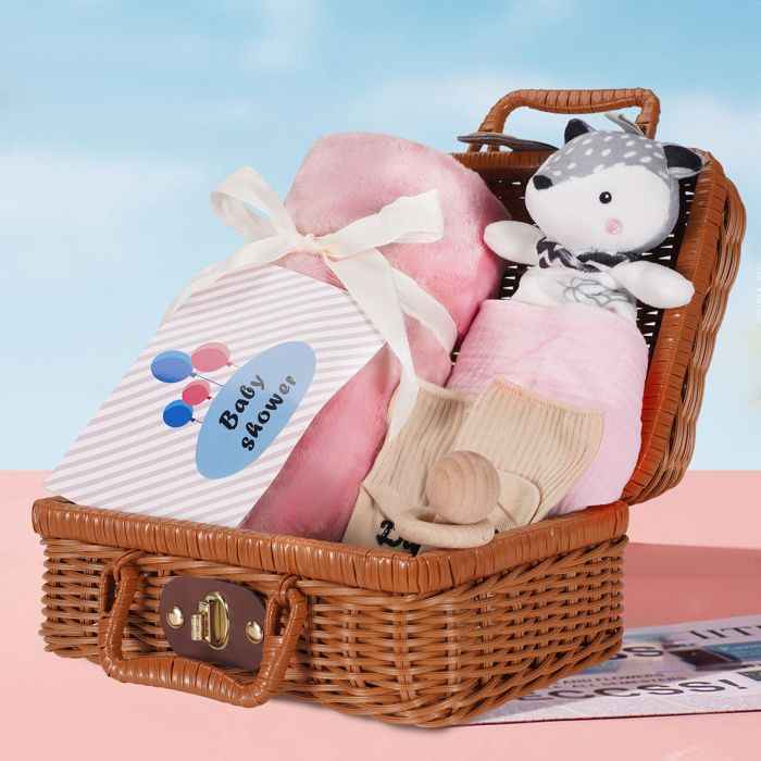 Coffret Naissance Bébé Garçon Vamei - 9 Pièces - Grenouillère, Doudou, Hochet - Cadeau Nouveau-Né