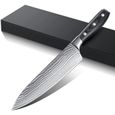 DEIK Couteaux de Chef, Couteau de Cuisine Damas 20cm Profesional en Acier Japonais AUS-10 à 67 Couches, Couteau Japonais -0