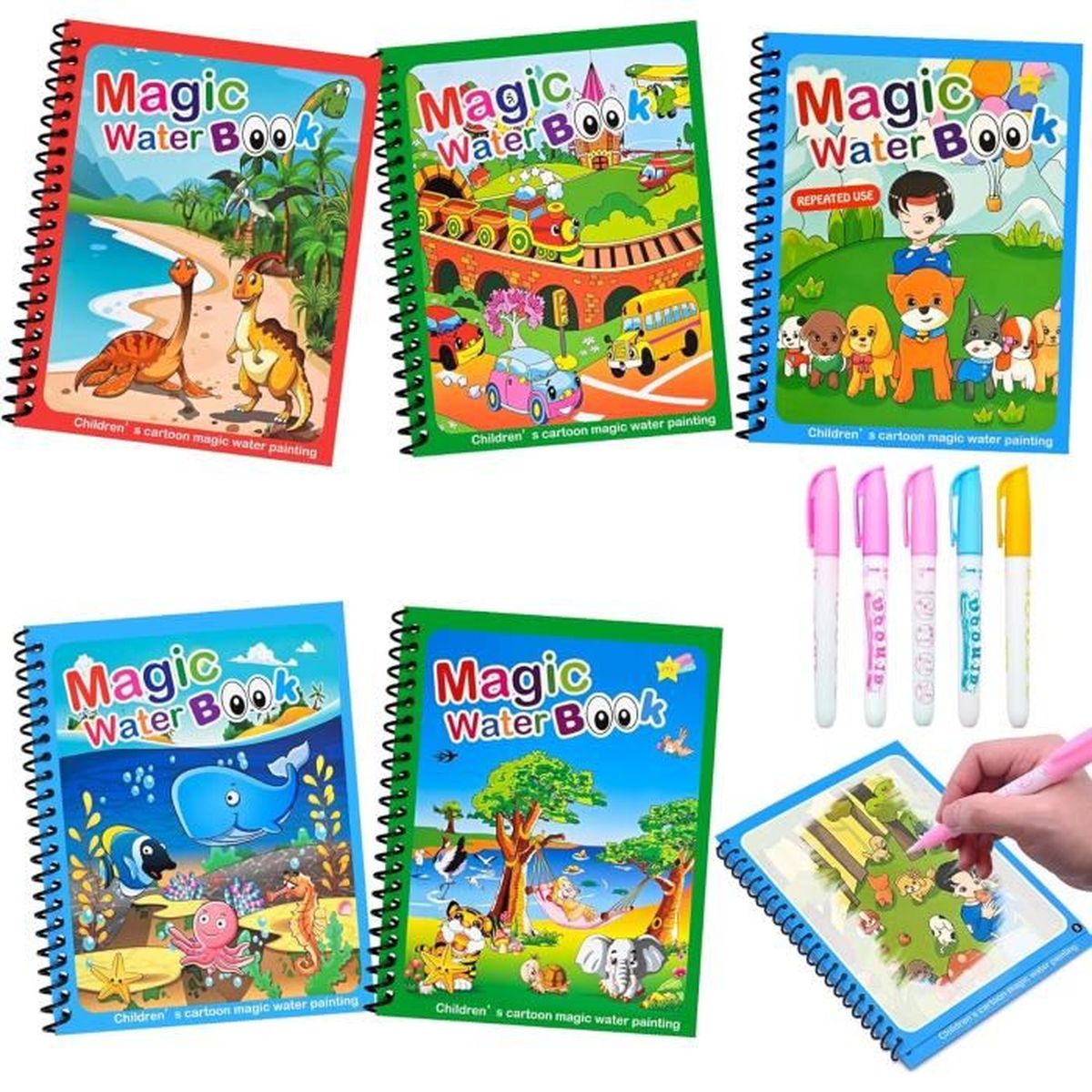 4 Pcs Réutilisable Magic Spiral Style Arabe Alphabet Wordpad A5 Size