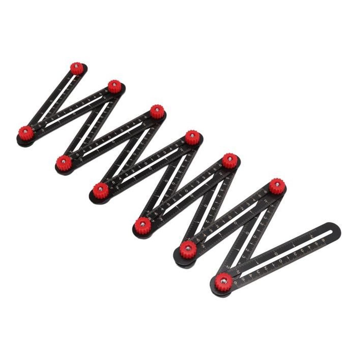 Règle Multi-Angles Multifonction - Rapporteur Gabarit Contour En Aluminium Noir - Outil Bricolage