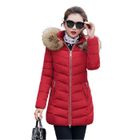 LEOCLOTHO Doudoune Femme,Doudoune Femme Matelassée Épaisse Veste Mi Longue Blouson avec Capuche Fourrure Artificielle-Rouge