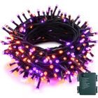 ROSNEK Halloween Guirlande Lumineuse Violet et orange, 5m 50 LED Lumières de Noël Exterieur à Piles 8 Modes Étanche pour Fête Patio