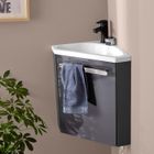 MOB-IN Meuble lave-mains d'angle gris SKINO avec robinet noir