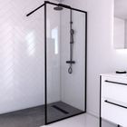 AURLANE Paroi de Douche 90x200 cm - Cadre et Bras Aluminium NOIR MAT - DARK CONTOURING