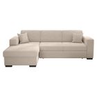 LOUNGITUDE Canapé d'angle FUJI XL convertible avec coffre en velours côtelé - Angle gauche - Beige