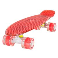 Skateboard  Rétro Cruiser avec planche rouge de 56 cm - Roulements ABEC-7 - Roues rouges de 59 mm à DEL qui s'illuminent quand