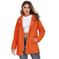 Manteau Imperméable à Capuche, Veste de Pluie Femmes Coupe-Vent Léger Imperméable à Zippée Vestes Randonnée Anti-pluie Femme orange