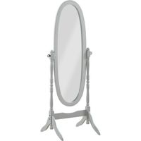 Miroir sur pied, Psyché, miroir oval en bois gris et inclinable - Longueur 59 x Profondeur 49.5 x Hauteur 150 cm