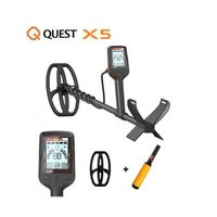 Détecteur de métaux Quest X5 - Pinpointer XPointer - Sonore - Ecran LCD - Batterie - Noir, orange, jaune-orange