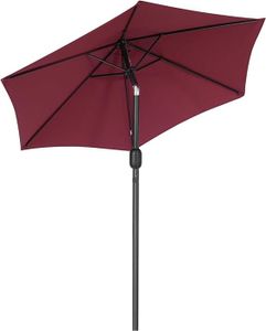 PARASOL Sogeshome Parasol 224 cm, parasol de jardin inclinable, parasol de plage, parasol à manivelle avec protection UV, rouge