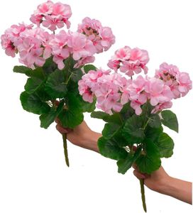 FLEUR ARTIFICIELLE 2 Branches de Géraniums Artificiels, Buissons de Fleurs en Soie avec 5 Têtes de Fleurs, Bouquet Floral en Soie Artificielle.[Y494]