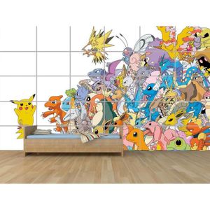 Affiche Pokemon - Décoration murale pour chambre d'enfant fille ou garcon -  Motif Pikachu Evoli