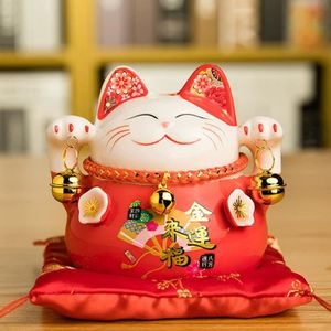 Keshida Horloge chinoise en forme de chat porte-bonheur Feng Shui dans une boîte colorée blanc 