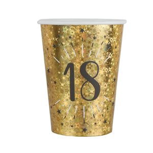 VERRE JETABLE 10 GOBELETS CARTON ÂGE 18 ANS 27CL OR Or