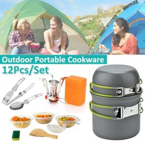 Noir Justdodo 8pcs Camping en Plein air l/éger casseroles Casserole Casserole Pique-Nique Casserole Casserole pan Set Ensemble Compact Portable Durable