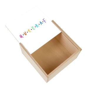 Boîte cadeau Boite Coffret en Bois - Queer AF LGBTQ+ Gay Lesbien Trans Price  (11 x 11 x 3,5 cm)