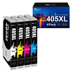 Cartouche d'encre Epson 405XXL Noir et Couleur - Pack de 5 cartouches  compatibles Epson 405XXL série Valise ( 1 Noire Offerte)