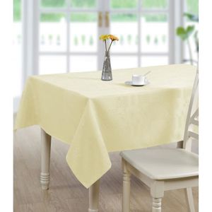 Nappe damass/ée rectangulaire avec bande satin/ée blanc rond 80 x 80 cm chemin de table de decoHometextil