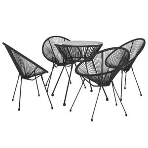 Ensemble table et chaise de jardin Ensemble à dîner d'extérieur 5 pcs Rotin PVC Noir Mothinessto LY3601