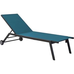 CHAISE LONGUE Lit de jardin en aluminium Florence graphite, bleu