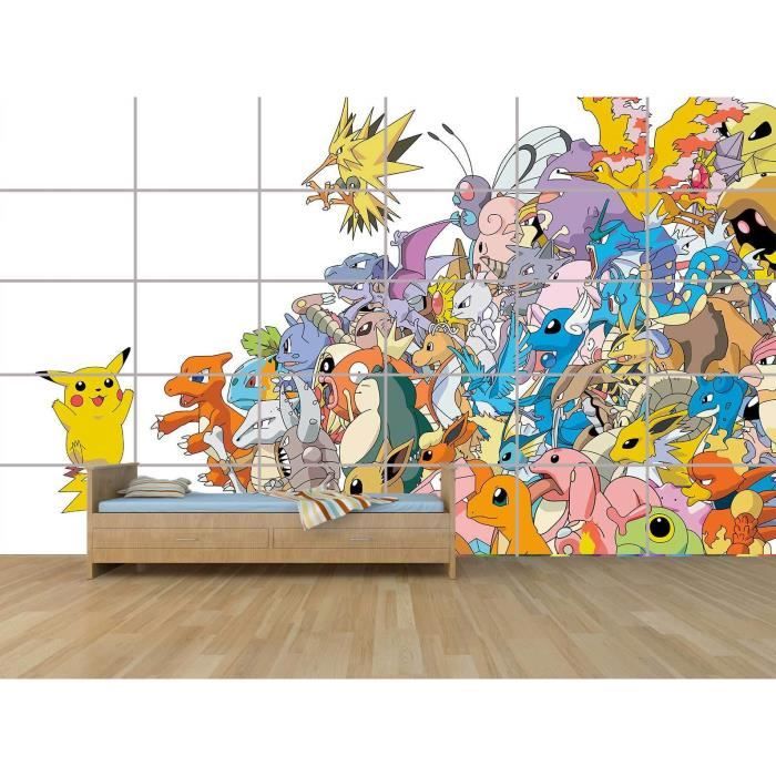 Autocollant mural Pokemon Pikachu pour chambre de bébé, grande taille,  affiche murale, dessin animé parfait, chambre