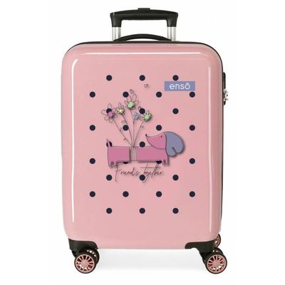 Valise Cabine Licorne Enso Magic – 33 L, Rose, Dimensions 33x50x20 Cm, 4 Roues Multidirectionnelles, Combinaison Latérale