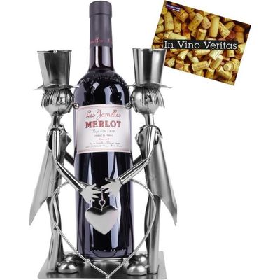 BRUBAKER Porte-Bouteille Vin Métal Artisanat – Sculpture Originale Rénovation Maison, Idée Cadeau Unique Avec Carte De Vœux Incluse