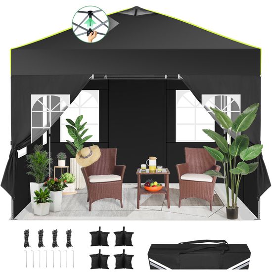 Tonnelle De Jardin 4x6m - Toit Imperméable Et Résistant UV - Panneaux Latéraux Avec Fenêtre - Cadre Acier 37mm