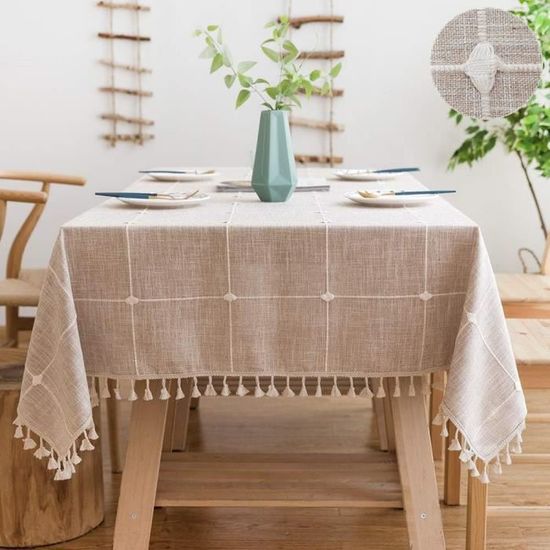Nappe Rectangulaire Coton Lin Vintage Decoration Table Cloth Tablecloth  Rectangle 140X200 Pour Table De Cuisine[u105] - Cdiscount Maison