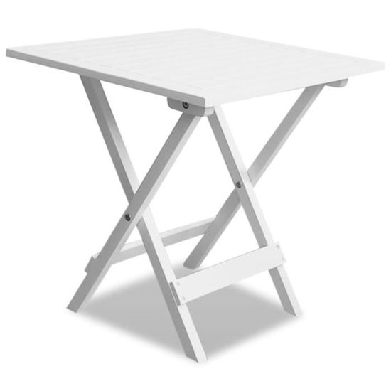 Table de Jardin - 1068Fine® - Table de bistro - Bois massif - Blanc - 46x46x47 cm